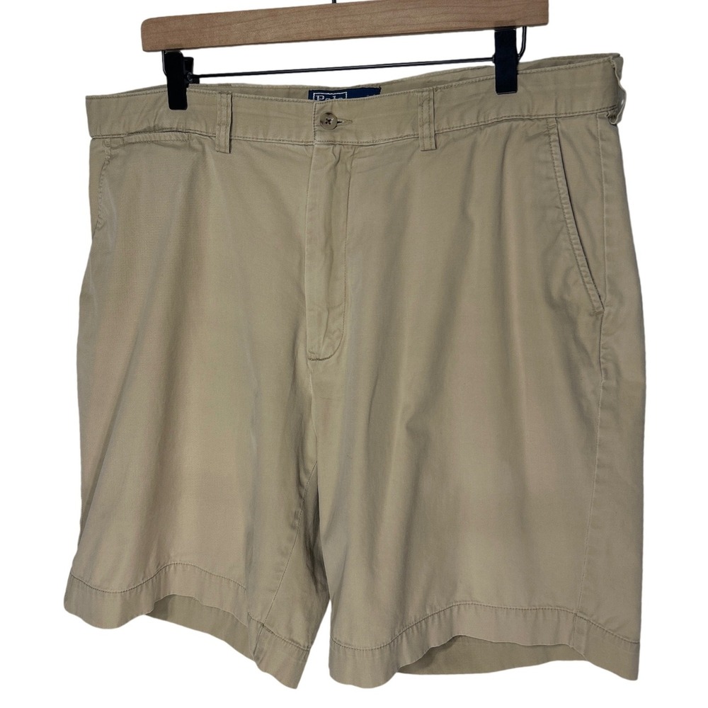 Polo Ralph Lauren Cotton Twill Chino Flat Front Prospect Shorts Khaki Tan Sz 38 - Picture 2 of 8